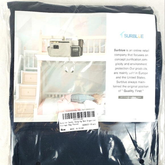 Surbblue Black Bedside Caddy Hanging Bed Organizer Storage Bag Pocket - Picture 2 of 4
